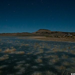 Frozen Big Spring Reservoir Camp at Night