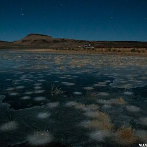 Frozen Big Spring Reservoir at Night