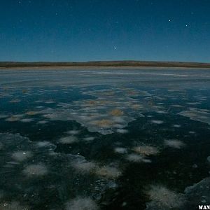 Frozen Big Spring Reservoir at Night