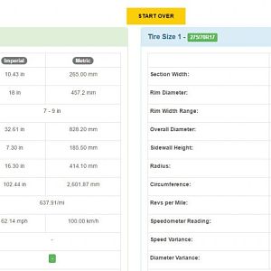 tire size comparison