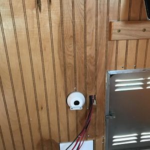 Reposition wiring, splicing in bead board paneling