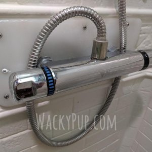 The best mod I've done to my trailer! Luxury in a tiny RV - this faucet is AMAZING and under $40. Never adjust your water temperature again!