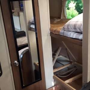 Lower bunk up position and drawer out