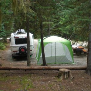 Great campground at Manning Park.  Flush toilets, showers !