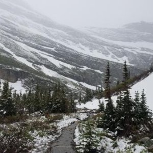 Many Glacier hike during snow