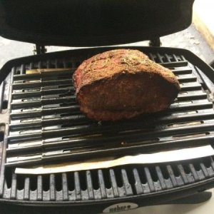 the 17B does not have an oven, we use our little Weber 1200 Q instead. Works very well, even heat, great job on the roast beef. It can even bake  a ca