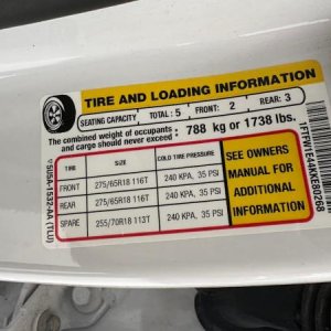 F150 CCC or Payload Sticker