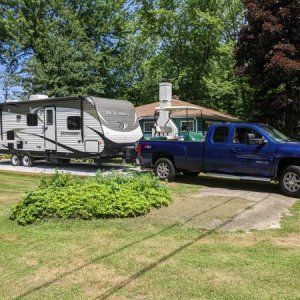 This is my '13 3500HD with the golf cart & camper.