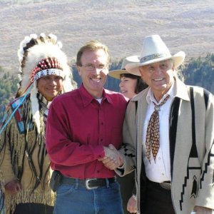 Ten year anniversary of Black Canyon NP designation. Roland McCook, Ute Tribe; Scott McGinnis, former Senator Ben Nighthorse Campbell. Park Superinten