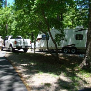 Our truck and trailer at the camp site