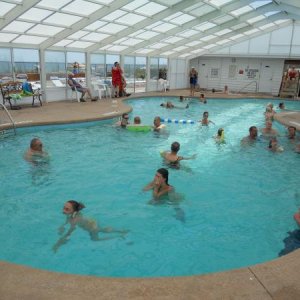 Indoor pool right at the beach.