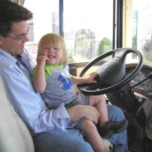 Lookout! Grandson at the wheel!!