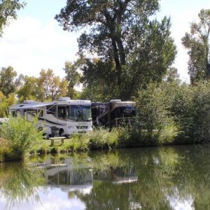 Pine River RV Camp Bayfield Colorado east of Durango. Nice campground lots of small lakes and braided streams, 130 sites. October 2011.