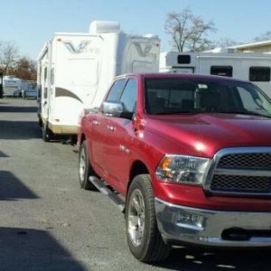 Nov 2011: trading in the 2008 Flagstaff 26 FS (on the left) and taking delivery on the 2012 V-Lite 30WFKSS