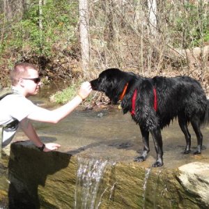 Taylor and Sparky at Cheaha Falls