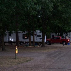 Our campsite at dusk at Grace Coolidge campground in Custer State Park