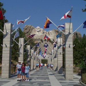 All the state flags leading up to the monument