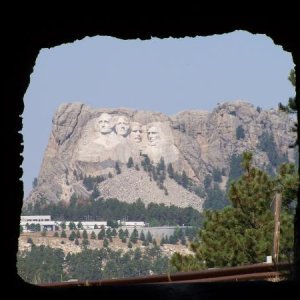 Mt. Rushmore through one of the three tunnels that "frame" the carving