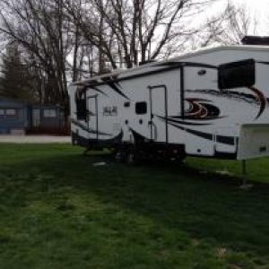 Maxine, parked at the Running T Campground at Raccoon Lake!