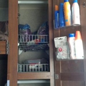 pantry shelving and storage caddies