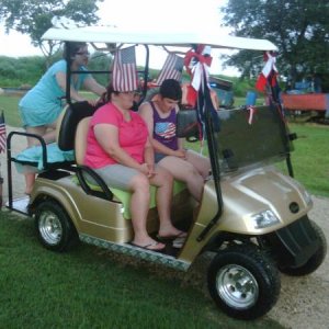 4th of July 2013 golf cart parade La Pay E Bas RV Park Eunice Louisiana.