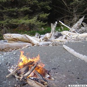 Camping on the beach 1mi north of the parking area