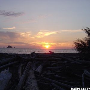 Camping on the beach 1mi north of the parking area