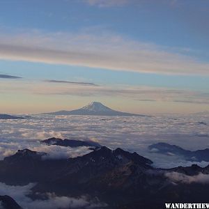 View of Mt. Adams from camp muir (above the clouds)