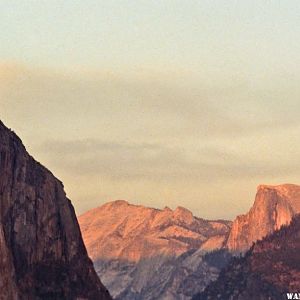 Half Dome and El Cap at sunset