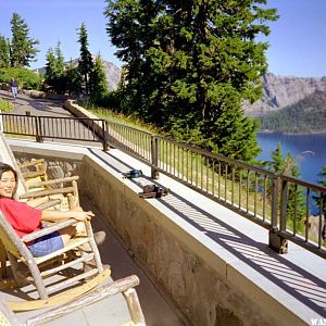 Maki on the Crater Lake Lodge Patio