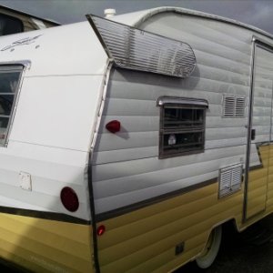 Serial number 259 of 1941 Butternut Yellow over White. This is a limited run of only 1941 "1961 Shasta Airflyte Re-Issued in 2015" travel trailers eve