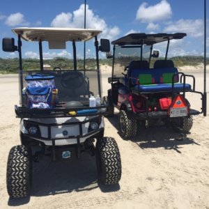 Gotta take the golf cart to the beach