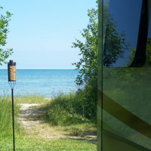 Campsite on the shore of Lake Huron