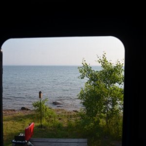 The view from the door of our Sabre on Lake Superior at Porcupine Mountains