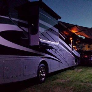 Awning out in the campground in Sturgis