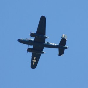 The USMC's B-25 bomber "Devil Dog", that flies over the campground on a regular basis