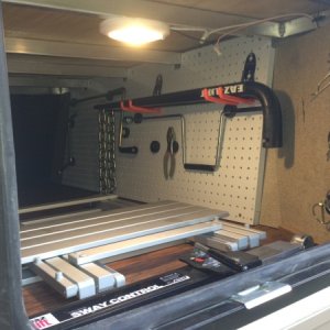 Peg board panel across front storage compartment 2604WS