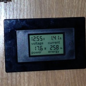 Bayite DC digital voltage/current/power meter to monitor electrical system.  Mounted in hidden screw Decora switch panel.  Very inexpensive but only m