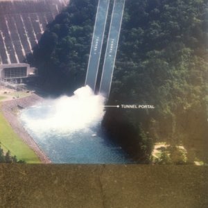 Spill way release into Little Tennessee River from bottom of Fontana Dam