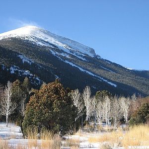 The view west -- Jeff Davis Peak, hiding Wheeler Peak