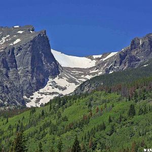 Flattop to Right; Hallet Peak to the Left