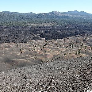 View of the Fantastic Lava Beds and Painted Dunes from the top of the Cinder Cone