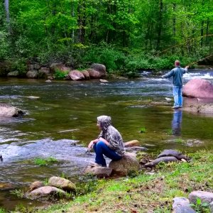 Fly fishing and chillin' on Wilson Creek, NC