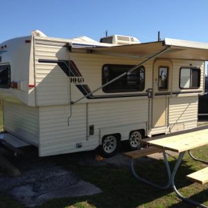 Camper in Galveston, Texas.