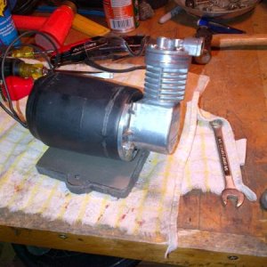 Water pump rebuilt. Motor needed lube, cleaning and paint. Pump piston frozen...piston crank broken. Made a new one and it works perfect...