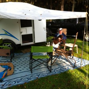 Set up with our sun/rain canopy.