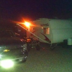 Escapees Camp Spot at night; Escapees Campground, Congress, AZ