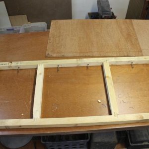 Other than cutting drawer holes in the front paneling, this is the only piece that had to be rebuilt.  It is the front frame under the foot of the bed