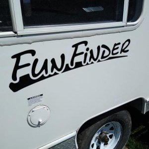 Found FunFinderX decals on eBay, so picked up three in black and removed the "X". It works.