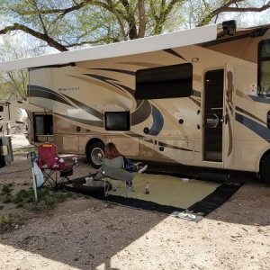 Angie and "Pepper" relaxing at Buffalo Springs Lake, Lubbock, TX...Mar 2017